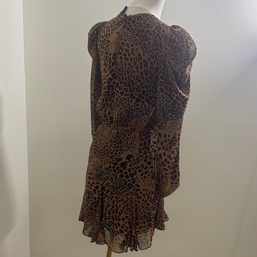 The Kooples Brown and Black Animal Print Long Sleeve Dress - Picture 2 of 2